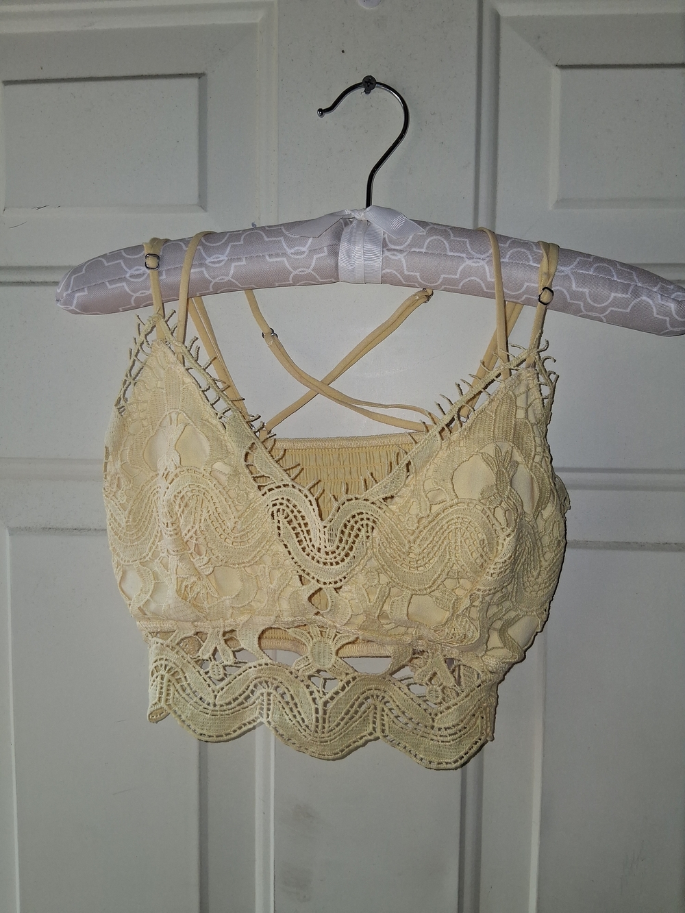 Rue 21 Yellow Lace Crop Bralette with Strappy Back